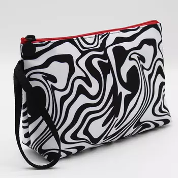 ALISSIROSSI Косметичка женская большая дорожная из ткани "Зебра с красной молнией"