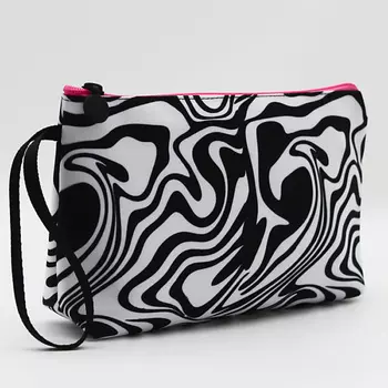ALISSIROSSI Косметичка женская большая дорожная из ткани "Зебра с розовой молнией"