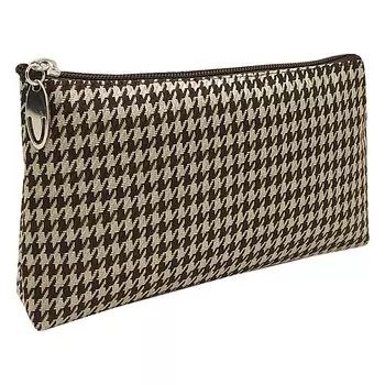 ALISSIROSSI Косметичка женская маленькая плоская из ткани "Бежевая гусиная лапка"