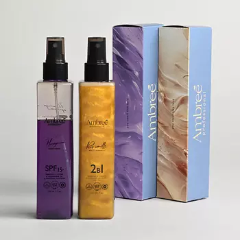 AMBREE Набор для тела и волос, Спрей шиммер + Солнцезащитный спрей SPF 15 для тела