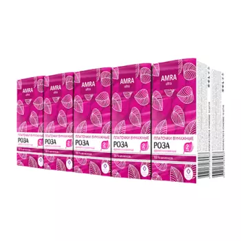 AMRA Платочки бумажные двухслойные белые с ароматом розы 100.0