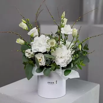 ANANAS FLOWERS Композиция в коробке с эвкалиптом и диантусами