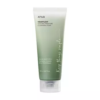 ANUA Гель-пенка для умывания с янтарной кислотой HEARTLEAF SUCCINIC MOISTURE CLEANSING FOAM 150.0