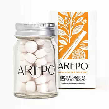 AREPO Зубная паста в таблетках ORANGE CANNELLA EXTRA WHITENING