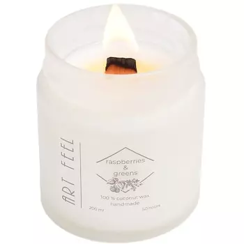 ART FEEL Свеча ароматическая с деревянным фитилем "Малина и зелень" 200.0