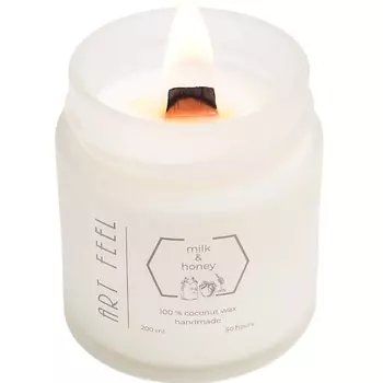 ART FEEL Свеча ароматическая с деревянным фитилем "Молоко и мёд" 200.0