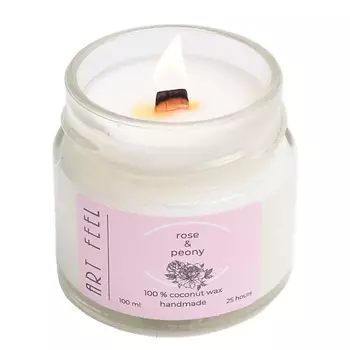ART FEEL Свеча ароматическая с деревянным фитилем "Роза и пион" 100.0