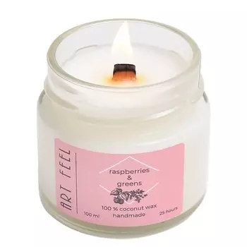 ART FEEL Свеча ароматическая с деревянным фитилем "Малина и зелень" 100.0
