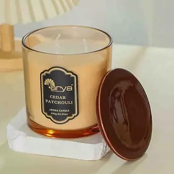 ARYA HOME COLLECTION Ароматическая свеча Cedar Patchouli с керамической крышкой Янтарь