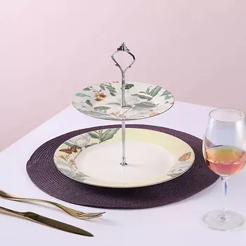 ARYA HOME COLLECTION Двухъярусное блюдо сервировки из костяного фарфора Blossom 1.0