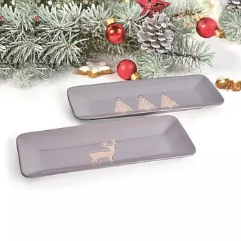 ARYA HOME COLLECTION Глиняный набор cервировочных тарелок Christmas Siberia
