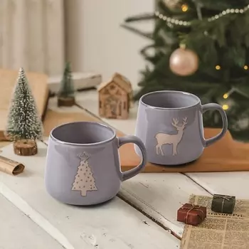 ARYA HOME COLLECTION Глиняный набор кружек Christmas Siberia 12,0x8,0x8,5 см