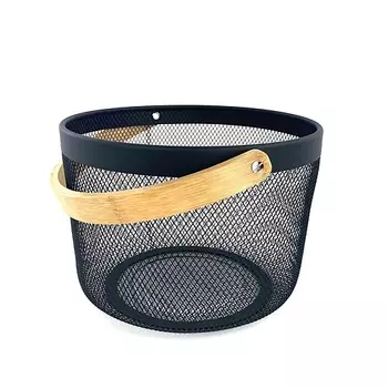 ARYA HOME COLLECTION Корзина для хранения с деревянной ручкой круглая