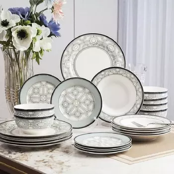 ARYA HOME COLLECTION Набор столовой посуды Arya из костяного фарфора Castello, 24пр. Белый