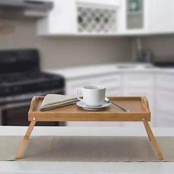 ARYA HOME COLLECTION Поднос для кровати из бамбука со складными ножками 48x30x6.5x24 см