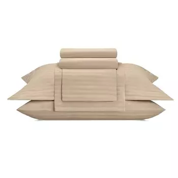 ARYA HOME COLLECTION Постельное белье Vip из Страйп Сатина Семейное 160x220 Бежевый