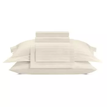 ARYA HOME COLLECTION Постельное белье Vip из Страйп Сатина Семейное 160x220 Кремовый