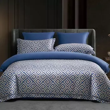 ARYA HOME COLLECTION Постельное белье Diamond Сатин 2 Сп. 200x220 Geo Темно-синий, бежевый