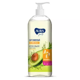 AURA FAMILY Семейное крем-мыло с витаминным комплексом Авокадо и бамбук