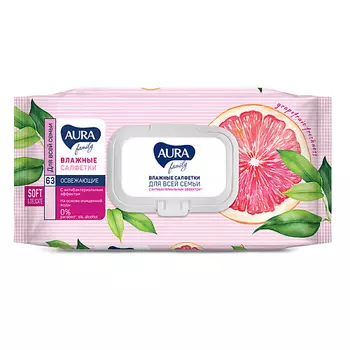 AURA Family Влажные салфетки для всей семьи освежающие 63
