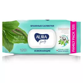 AURA Family Влажные салфетки освежающиес крышкой 120.0