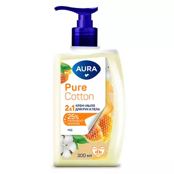 AURA Pure Cotton Жидкое мыло 2в1 для рук и тела Хлопок и луговые травы 300.0