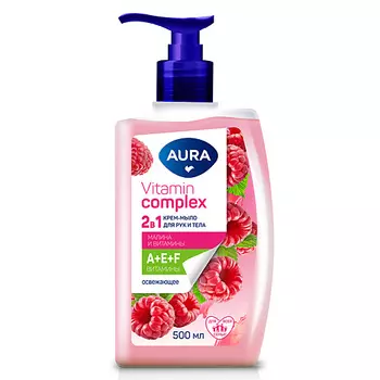 AURA Vitamin Complex Крем-мыло 2в1 для рук и тела Малина и витамины 500.0