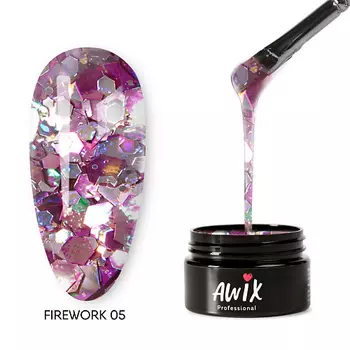 AWIX Гель лак для дизайна ногтей с шестигранниками Firework