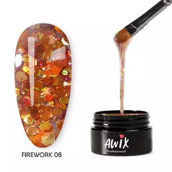 AWIX Гель лак для дизайна ногтей с шестигранниками Firework