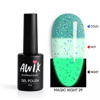 AWIX Гель лак меняющий цвет светящийся в темноте термо Magic Night