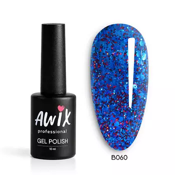 AWIX Гель лак сверкающий для ногтей с блестками Brilliant