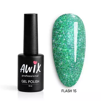 AWIX Светоотражающий гель лак для ногтей с блестками Flash