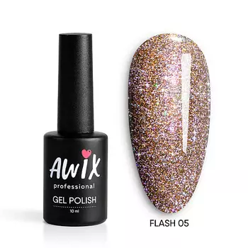 AWIX Светоотражающий гель лак для ногтей с блестками Flash