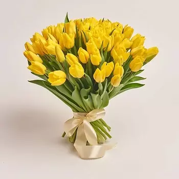 AZALIANOW ЦВЕТЫ. ПОДАРКИ. ДЕКОР Букет 75 тюльпанов желтого цвета