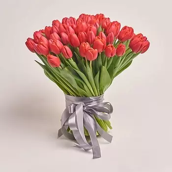 AZALIANOW ЦВЕТЫ. ПОДАРКИ. ДЕКОР Букет из 101 тюльпана красного цвета