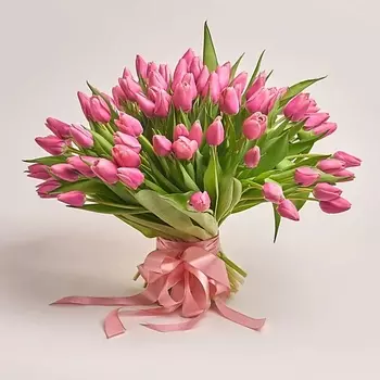 AZALIANOW ЦВЕТЫ. ПОДАРКИ. ДЕКОР Букет из 101 розового тюльпана