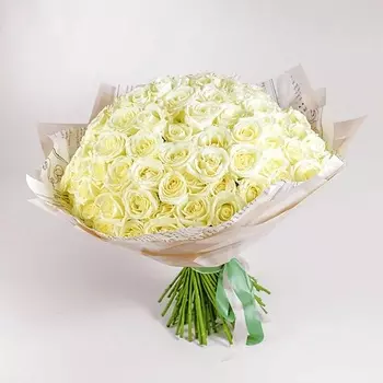 AZALIANOW ЦВЕТЫ. ПОДАРКИ. ДЕКОР Букет из 101 белой розы 40 см