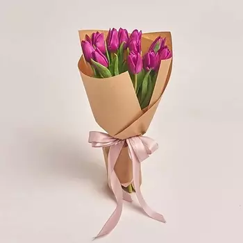 AZALIANOW ЦВЕТЫ. ПОДАРКИ. ДЕКОР Букет из 11 фиолетовых тюльпанов