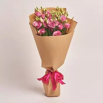 AZALIANOW ЦВЕТЫ. ПОДАРКИ. ДЕКОР Букет из 11 розовых лизиантусов в крафте