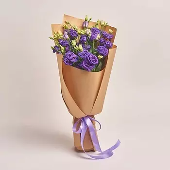 AZALIANOW ЦВЕТЫ. ПОДАРКИ. ДЕКОР Букет из 11 фиолетовых лизиантусов в крафте