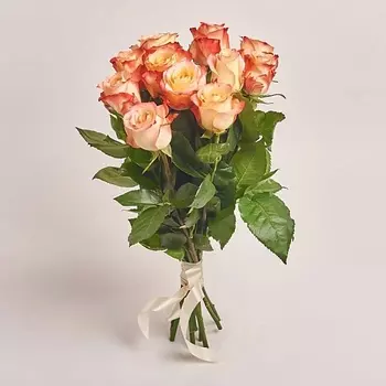 AZALIANOW ЦВЕТЫ. ПОДАРКИ. ДЕКОР Букет из 11 коралловых роз «Рассвет»