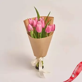 AZALIANOW ЦВЕТЫ. ПОДАРКИ. ДЕКОР Букет из 11 розовых тюльпанов в крафте