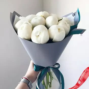 AZALIANOW ЦВЕТЫ. ПОДАРКИ. ДЕКОР Букет из 11 белых пионов «Вкусное мороженое»