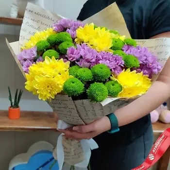 AZALIANOW ЦВЕТЫ. ПОДАРКИ. ДЕКОР Букет из 13 кустовых хризантем