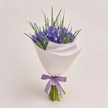 AZALIANOW ЦВЕТЫ. ПОДАРКИ. ДЕКОР Букет из 15 ирисов в упаковке