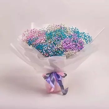 AZALIANOW ЦВЕТЫ. ПОДАРКИ. ДЕКОР Букет из 15 радужных гипсофил в матовой упаковке