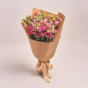 AZALIANOW ЦВЕТЫ. ПОДАРКИ. ДЕКОР Букет из 15 розовых лизиантусов в крафте