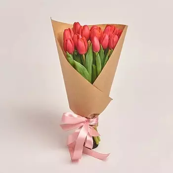 AZALIANOW ЦВЕТЫ. ПОДАРКИ. ДЕКОР Букет из 15 красных тюльпанов