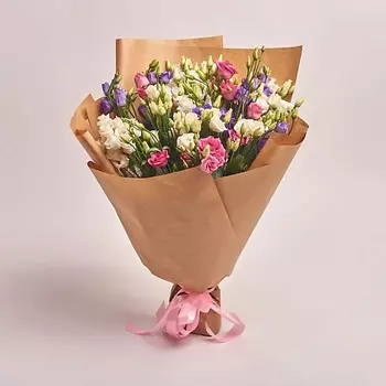 AZALIANOW ЦВЕТЫ. ПОДАРКИ. ДЕКОР Букет из 15 лизиантусов микс в крафт-бумаге