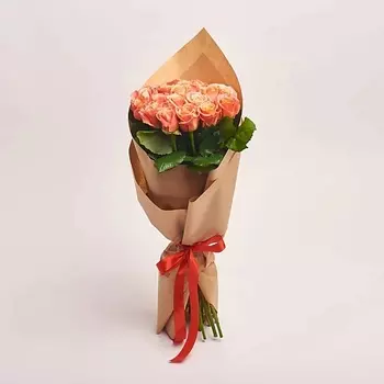 AZALIANOW ЦВЕТЫ. ПОДАРКИ. ДЕКОР Букет из 19 коралловых роз в крафте